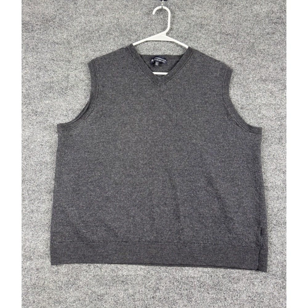 Hart Schaffner Marx Extra Fine Merino Wool Sweater Vest Gray Mens 3XT V-Neck